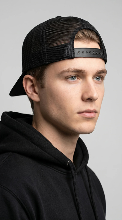 Кепка Snapback чёрная с сеткой